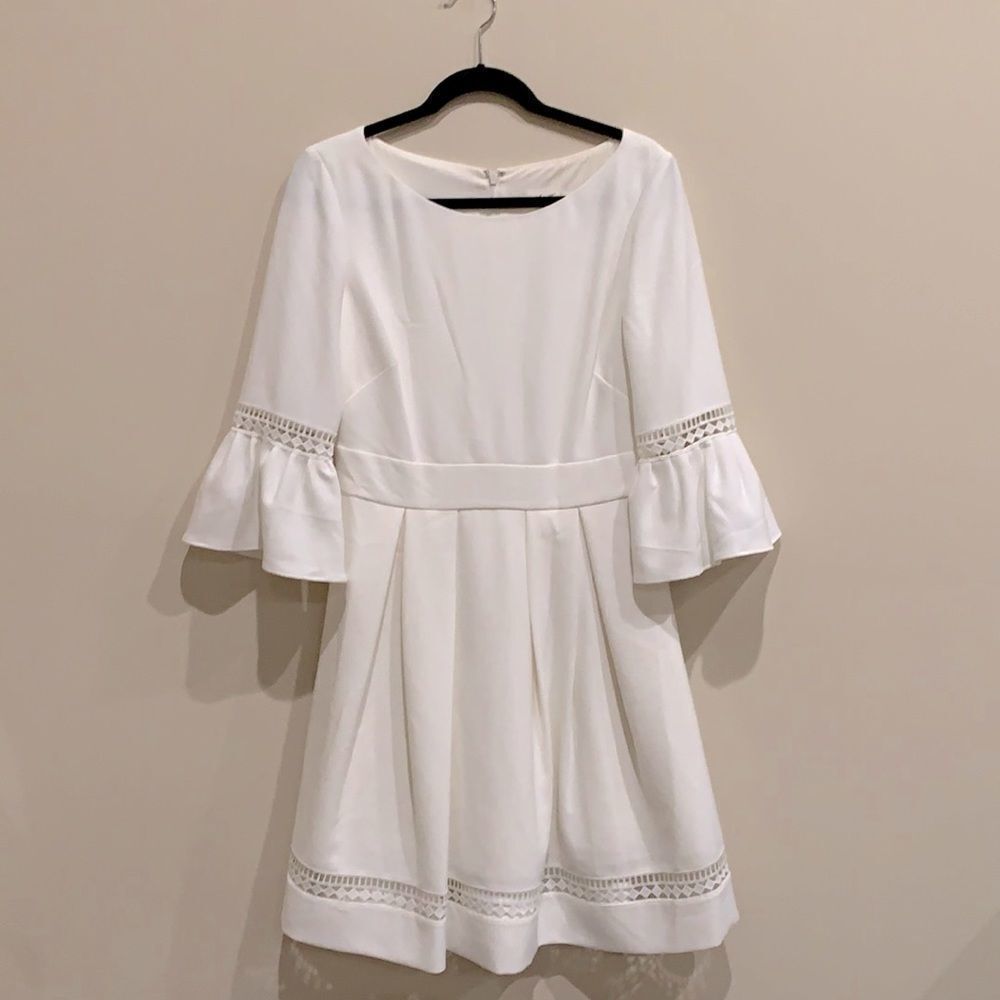 Elegant White Dress with Bell Sleeves